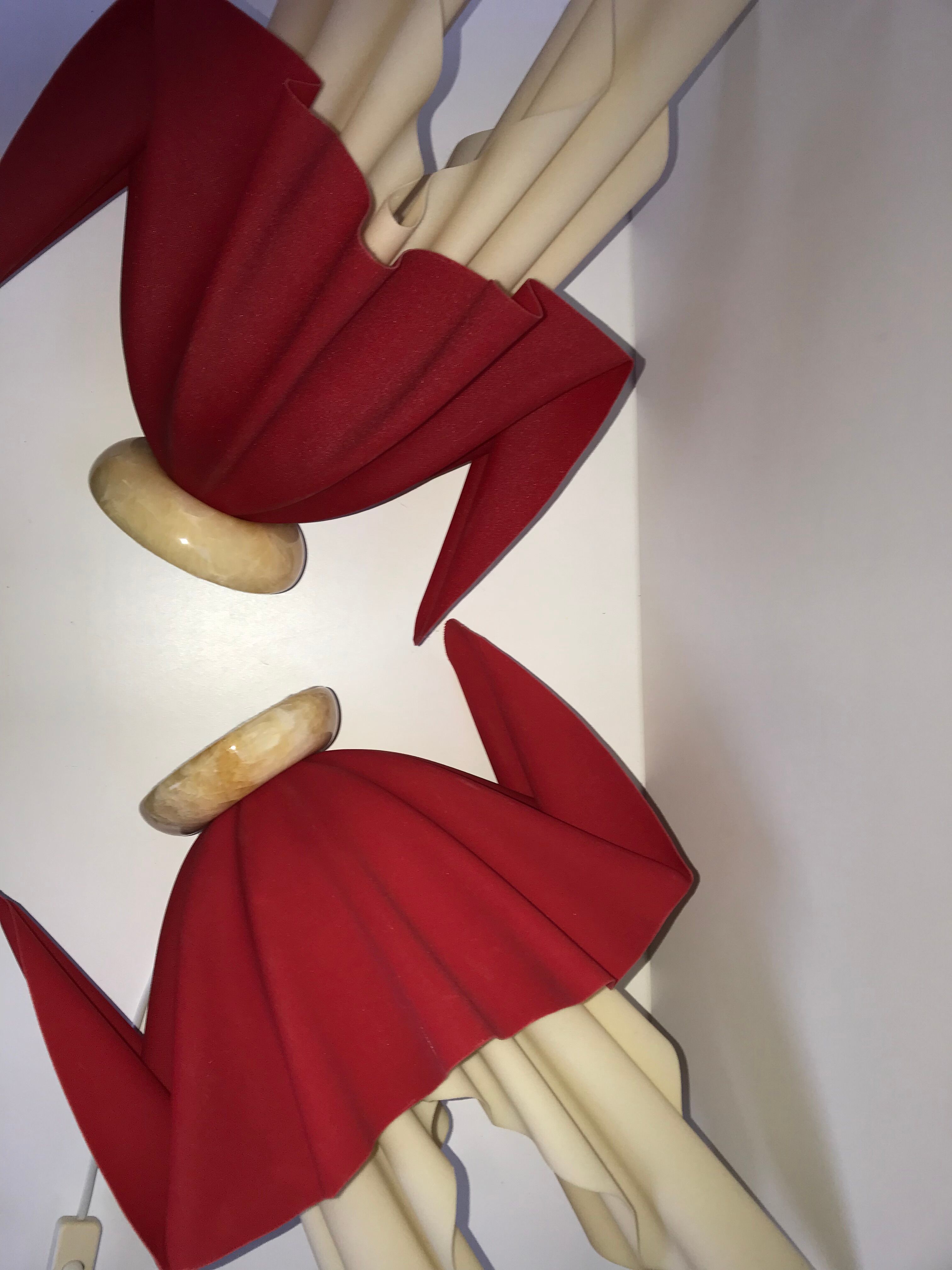 Pair of two-tone handkerchief lamps