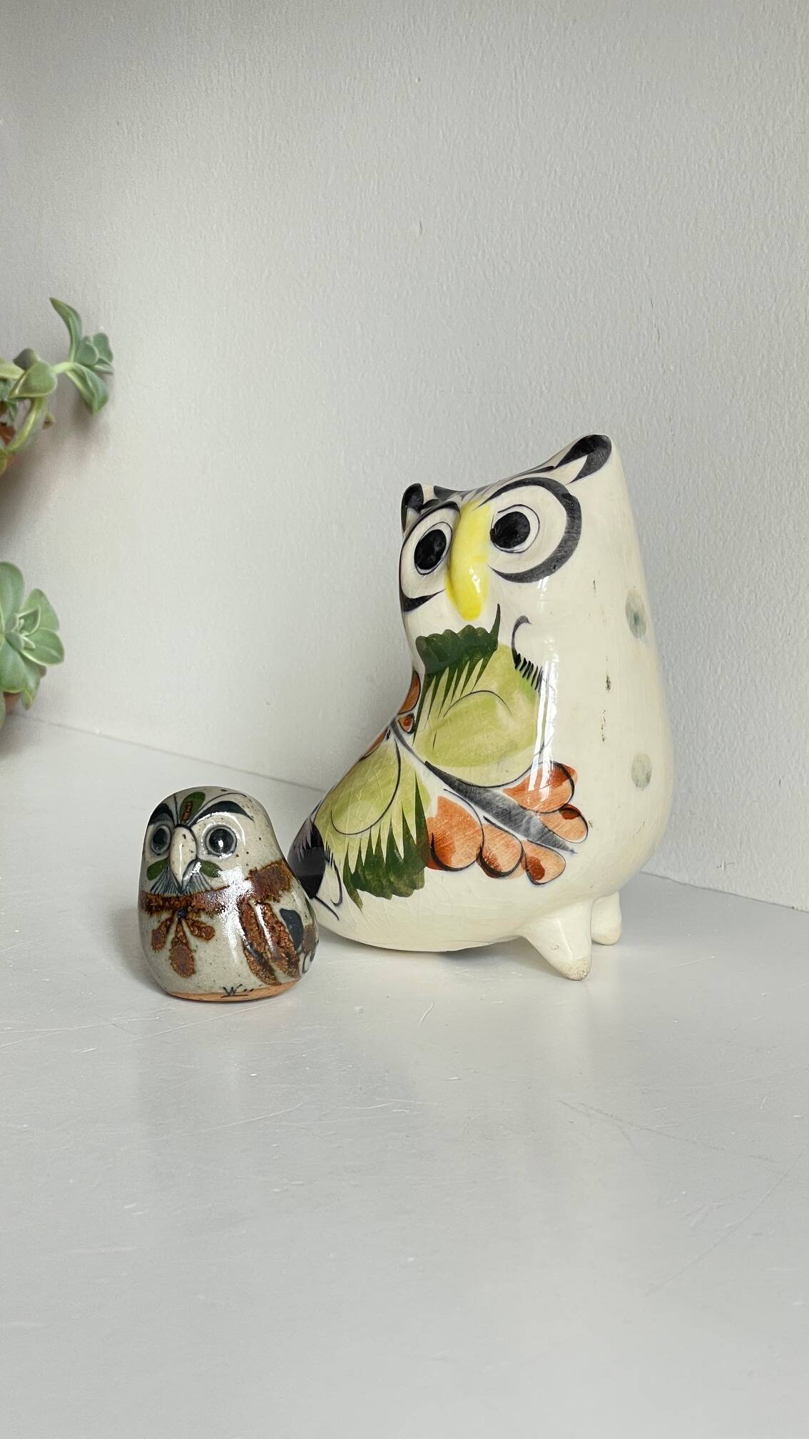 Duo HIBOUX Vintage ARTISANAL Ceramics