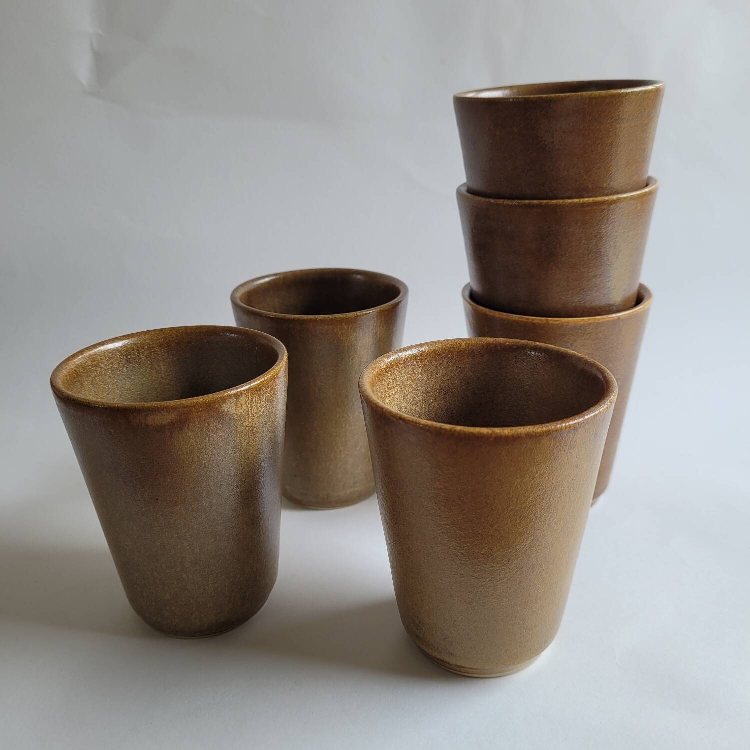 Set of 6 Digoin stoneware tumblers / cups