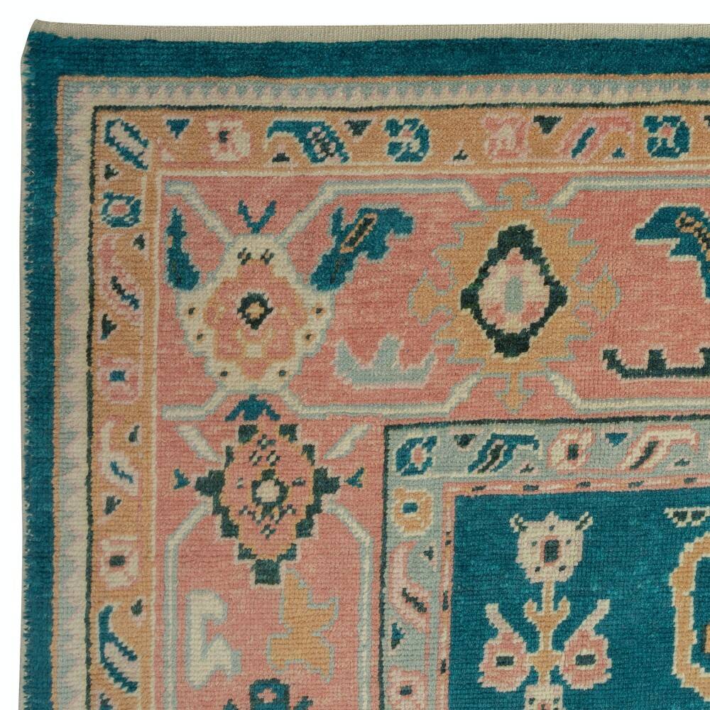 Hand Knotted Oushak Rug. Custom Size & Colors. Turkish Green Wool Area Rug. Antique 1900s Inspired Design. Made to Order