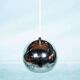 Lampe suspendue vintage sphère chromée, lampe œil de l'ère spatiale