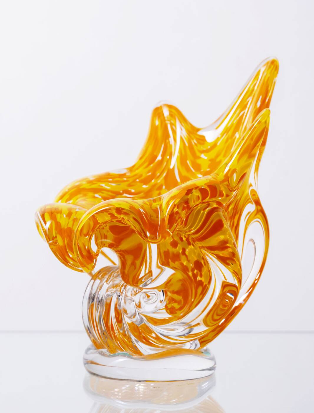 Hand-Shaped Orange Glass Vase, 1970s