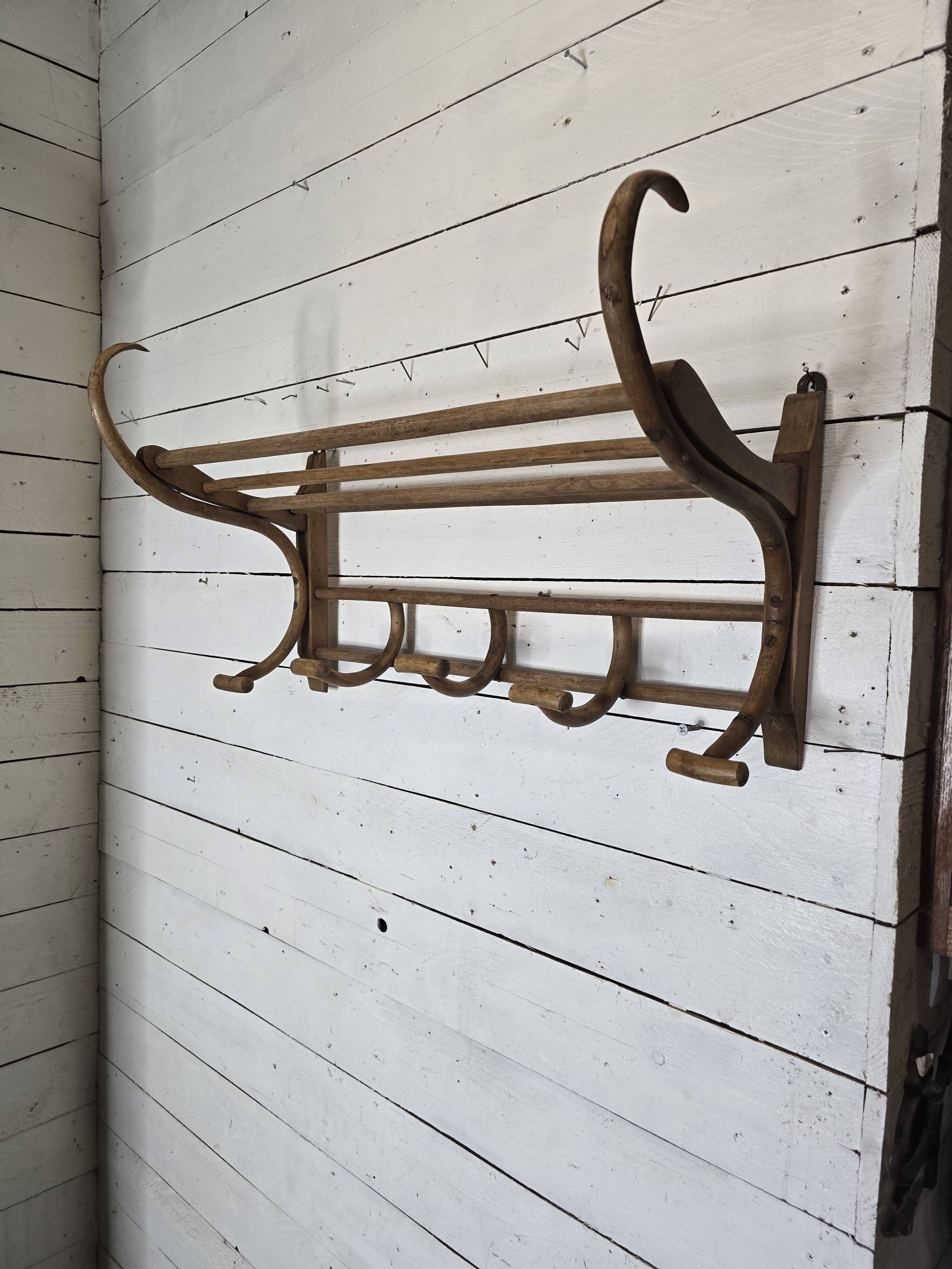 Old curved wooden coat rack
