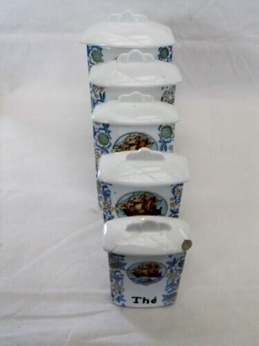 Antique spice jar Czechoclovakia porcelain decoration boat collection