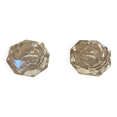 Pair of Antique Hexagonal Crystal Salt Cellars Vintage Pepper Shakers