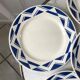 Set of 6 flat plates Badonviller model Courtilles royal blue art deco 30s
