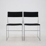 1970s Set of Four Minimalist Chrome Plated Dining Chairs, Czechoslovakia