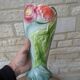 Antique large slipware vase decorated with anemones, Saint Clément, H30cm.
