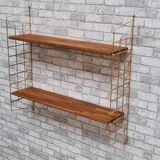 Scandinavian vintage floor 1960 solid exotic wood and chrome metal gold 82x83