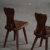 Mid-century Swedish ensemble, set of 4 "Sports Cabin" chairs handmade in pine, 1940s.