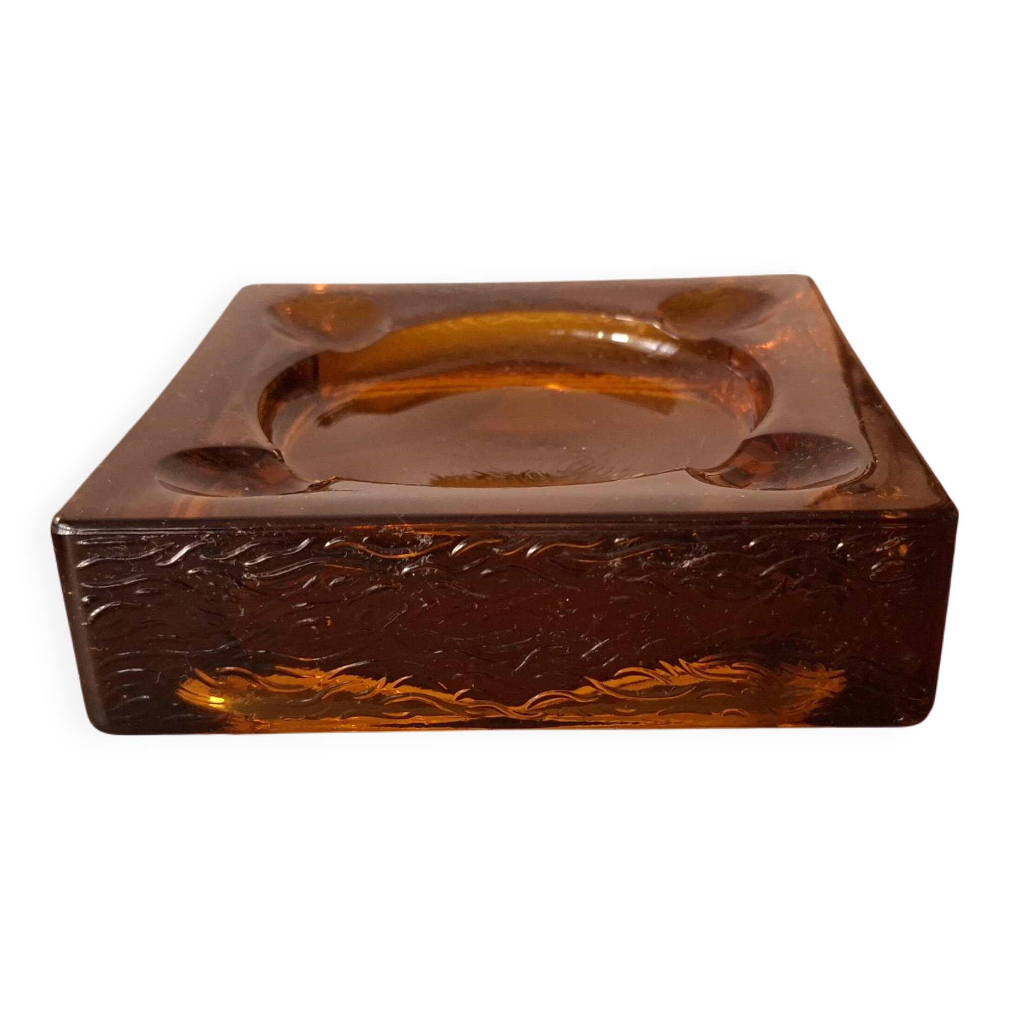 Ashtray, blown glass pocket emptying tray vintage 70's
