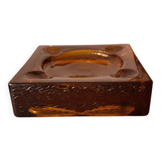 Ashtray, blown glass pocket emptying tray vintage 70's