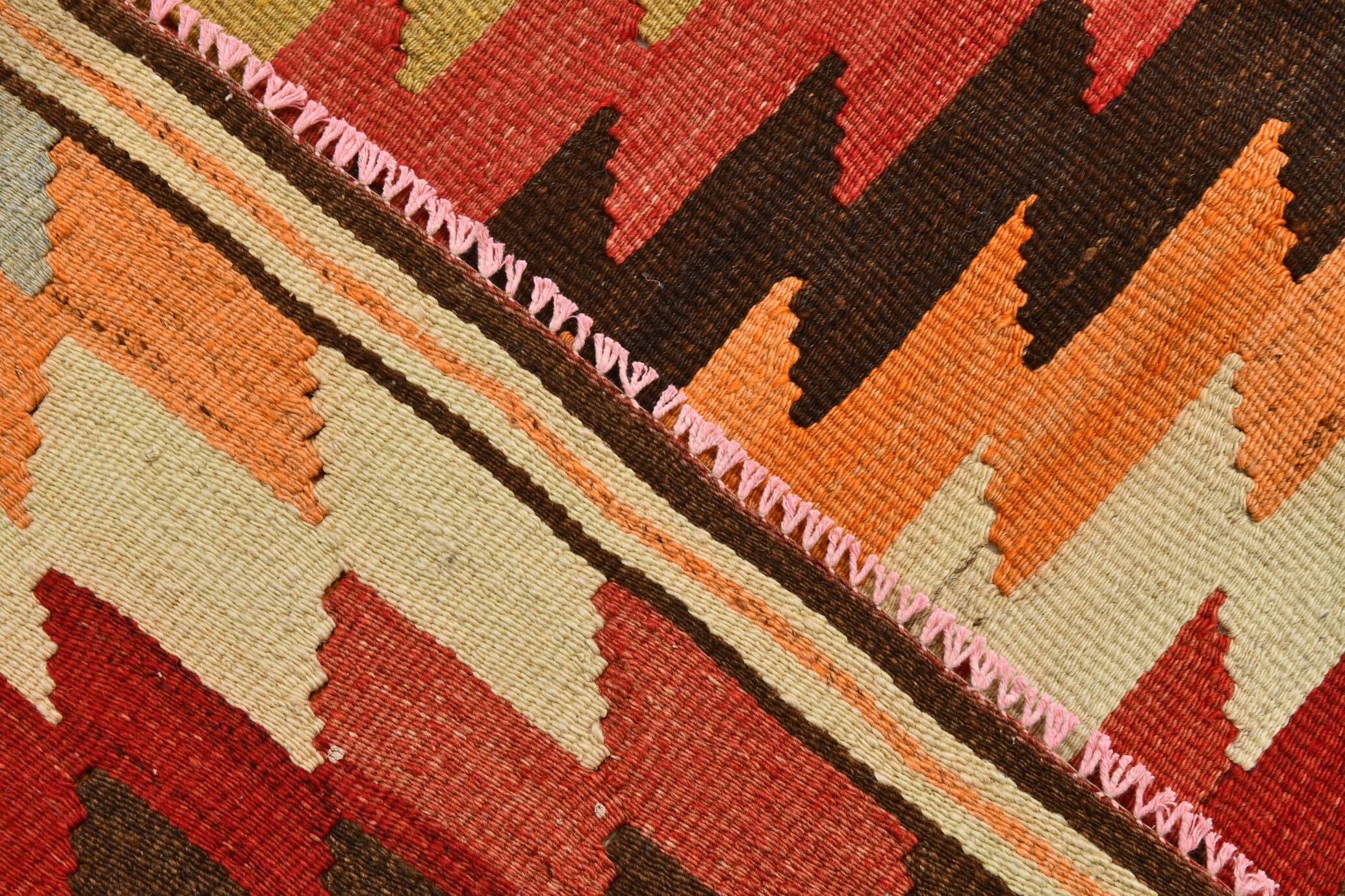 Kilim Turc Vintage en Laine Tissé Main, Tapis Tribal Ancien, 177x291 Cm