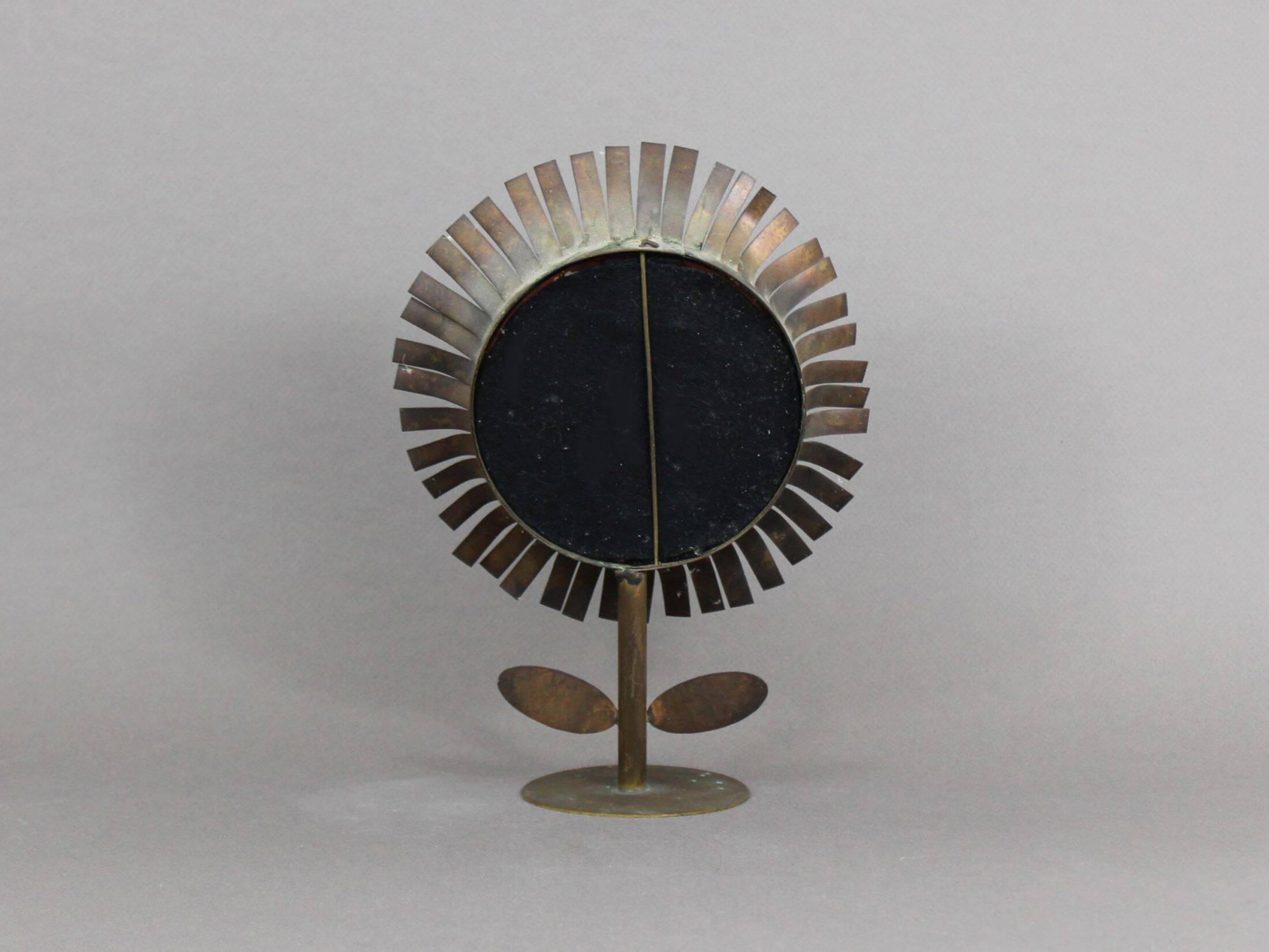 Jean Vinay flower mirror 1960s, In copper & brass
