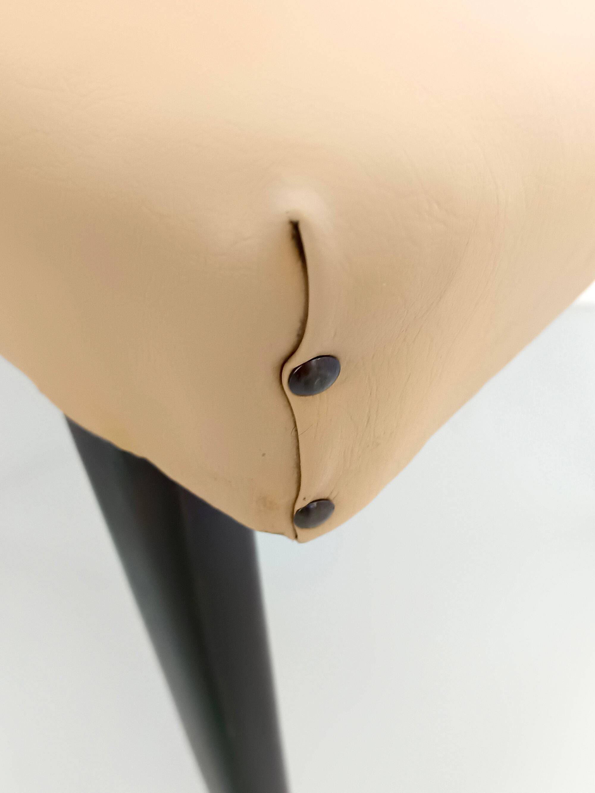 Set of Six Beige Skai Dining Chairs Ascr. to Melchiorre Bega, Italy