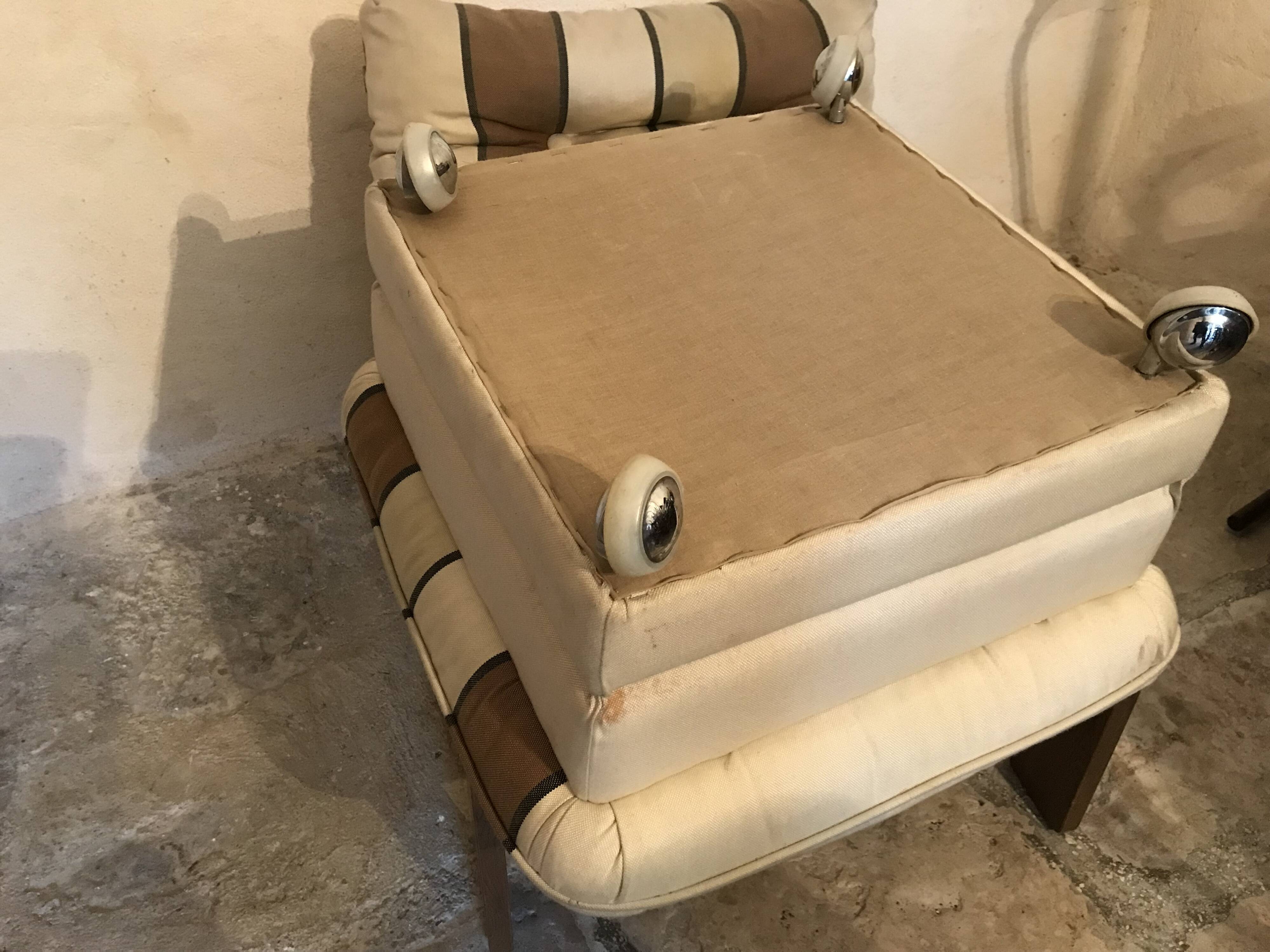 Vintage fireside chair and pouf circa 1980