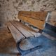Vintage garden bench – oak and cast iron – from the 1960s