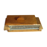 Beurrier en verre moulé bois inox art déco