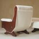 Pair of 1960s Italian Modern Walnut and Boucle Armchairs
