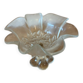 Coupe sur pied / Compotier vintage en verre moulé dépoli – Forme corol