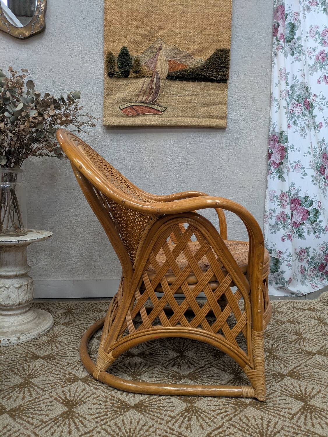 Pair of caned armchairs