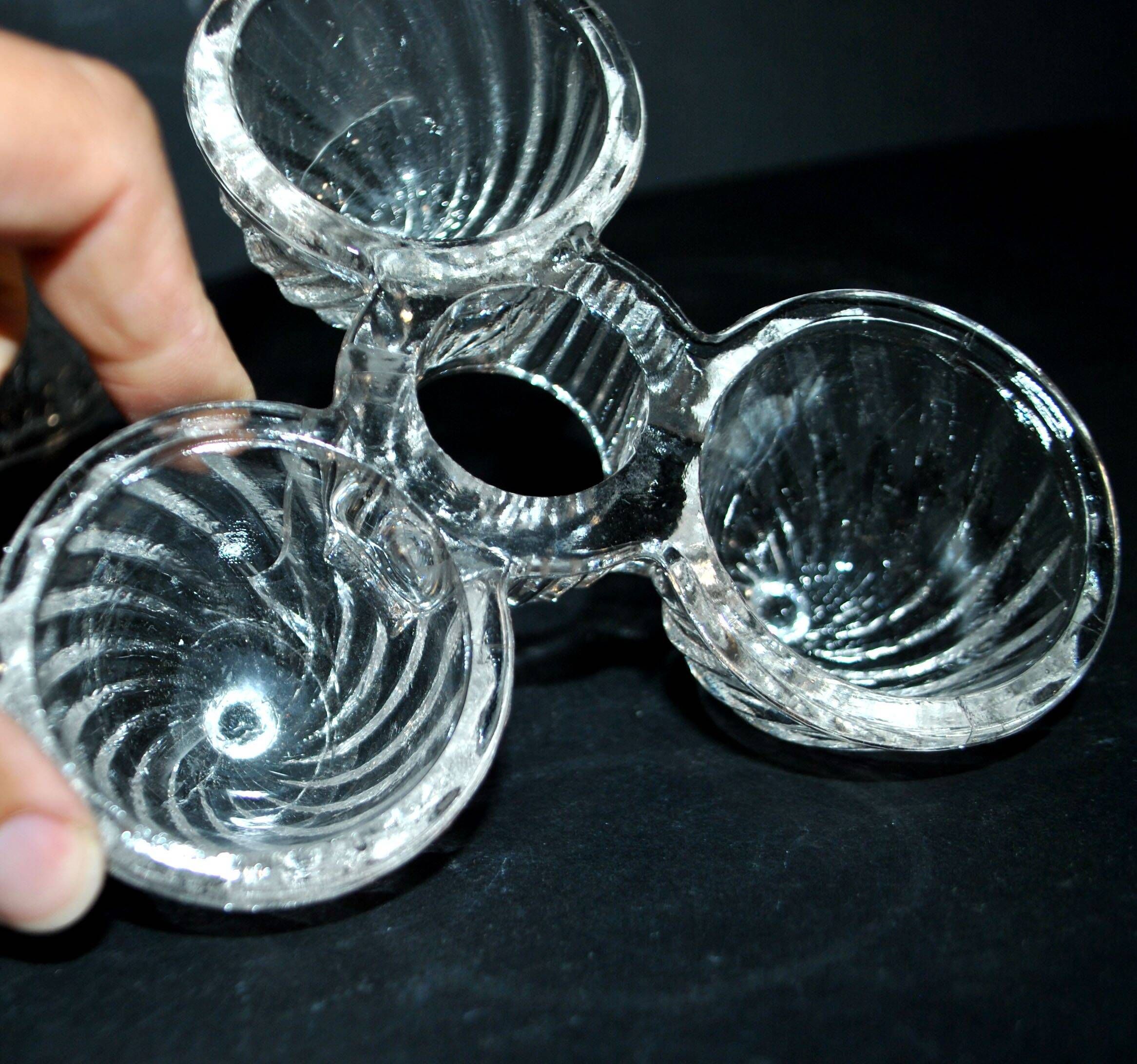 Vallerysthal rotating tableware – retro glass servant for salt, pepper, and mustard.