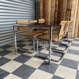Chrome table and smoked glass