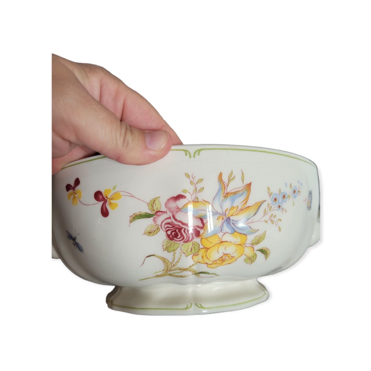 Soupière Gien, fleurs de papillon