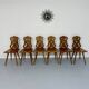 Set of 6 Alsatian double heart chairs in solid oak, early 20th century