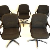 Set of 5 Chromcraft office armchairs