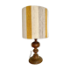 Large vintage lamp with turned wooden base, wool and rope striped lampshade