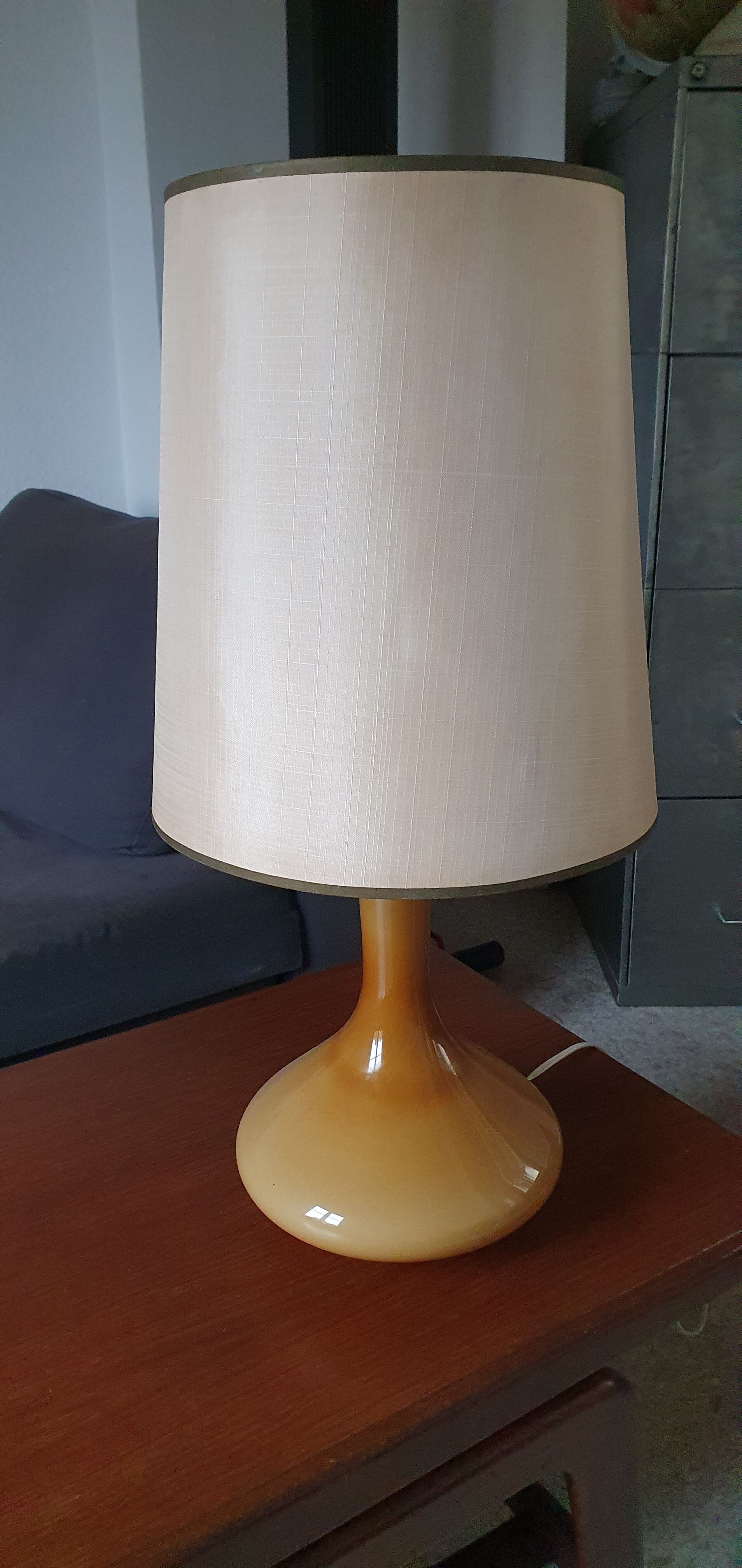 Vintage glass table lamp by Jacob E. Bang for Holmegaard