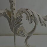 Pair of legs of wood metal table lamps foliage decoration Design: Ivory White