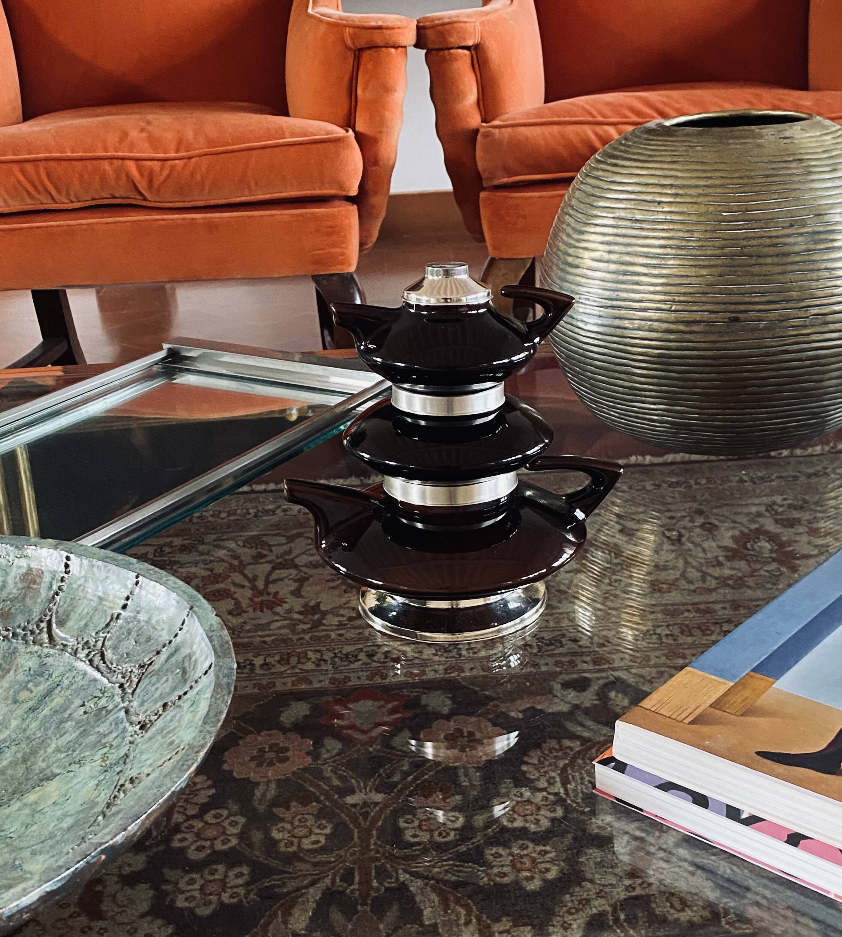 Mid-century modern piled up Tea set, SC3 Italy 1970s