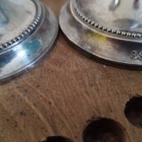 2 small silver metal candle holders