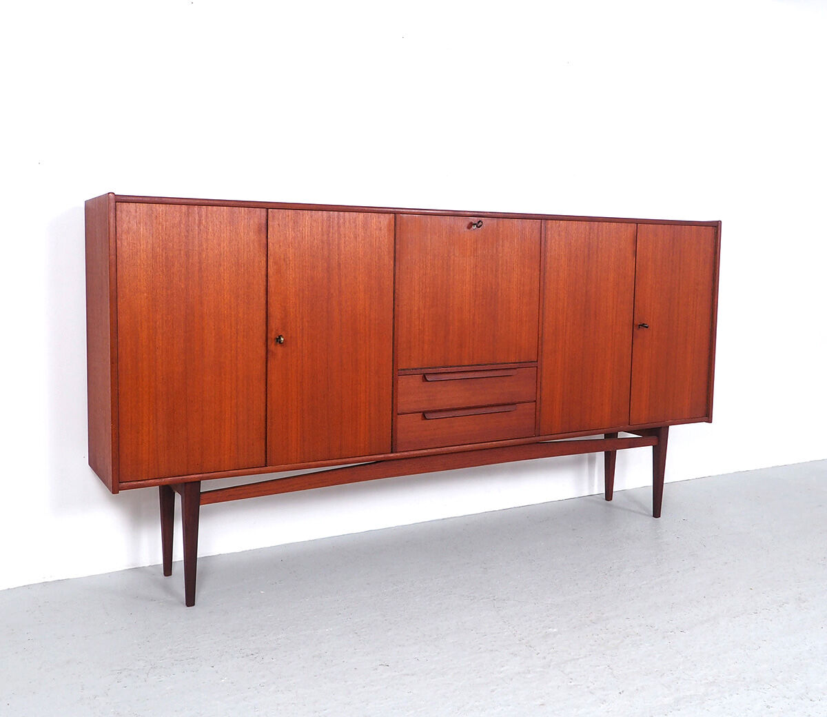 Vintage Bartels werken teak highboard, 1960's