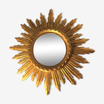 Miroir soleil italien bois doré 46 cm milieu XXe