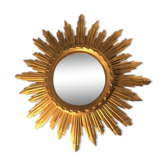 Mirror Italian sun gilded wood 46 cm x 46 cm mid 20th