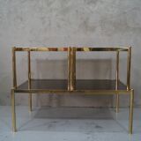 Ensemble de 3 tables basses en laiton minimalistes italiennes, années 1970
