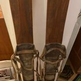 Pair of vintage wooden skis