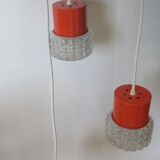 Orange suspension 70's glass 3-globe