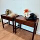 Pair of walnut bedside tables designed by Jacques Hauville for Roche Bobois.