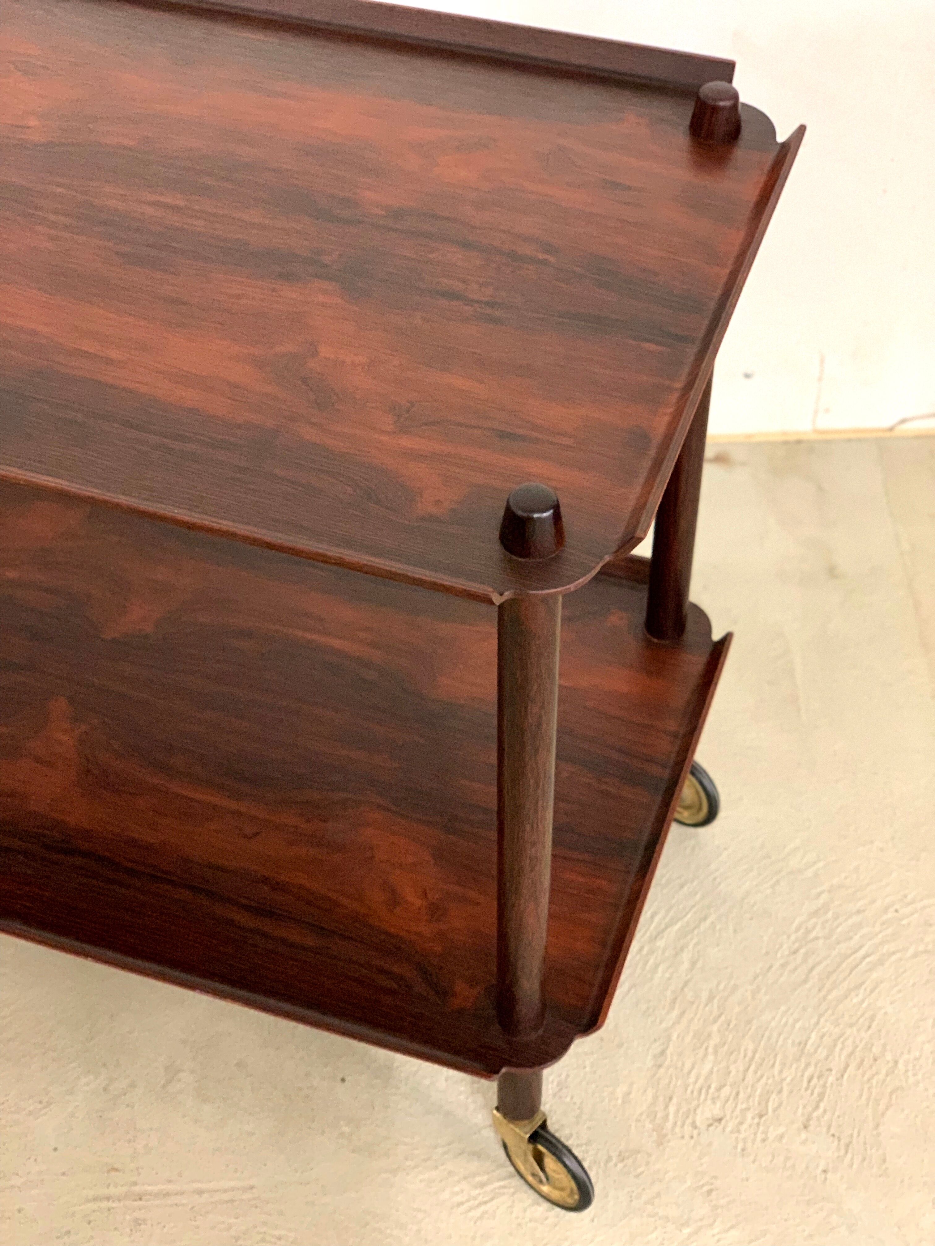 Midcentury Rosewood Serving Cart by Poul Hundevad