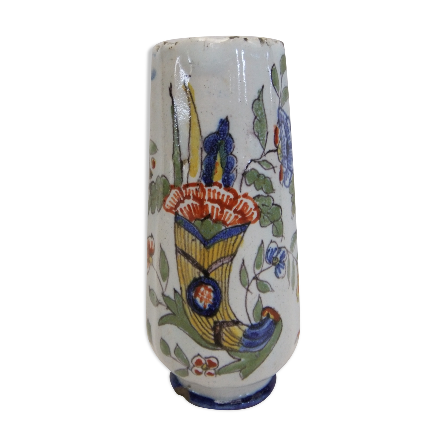 Vase Desvres Fourmaintraux Rouen Molicorne cornucopia of plenty