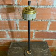 Vintage French Cast Iron Stand Ashtray + Gold Metal Ashtray #D