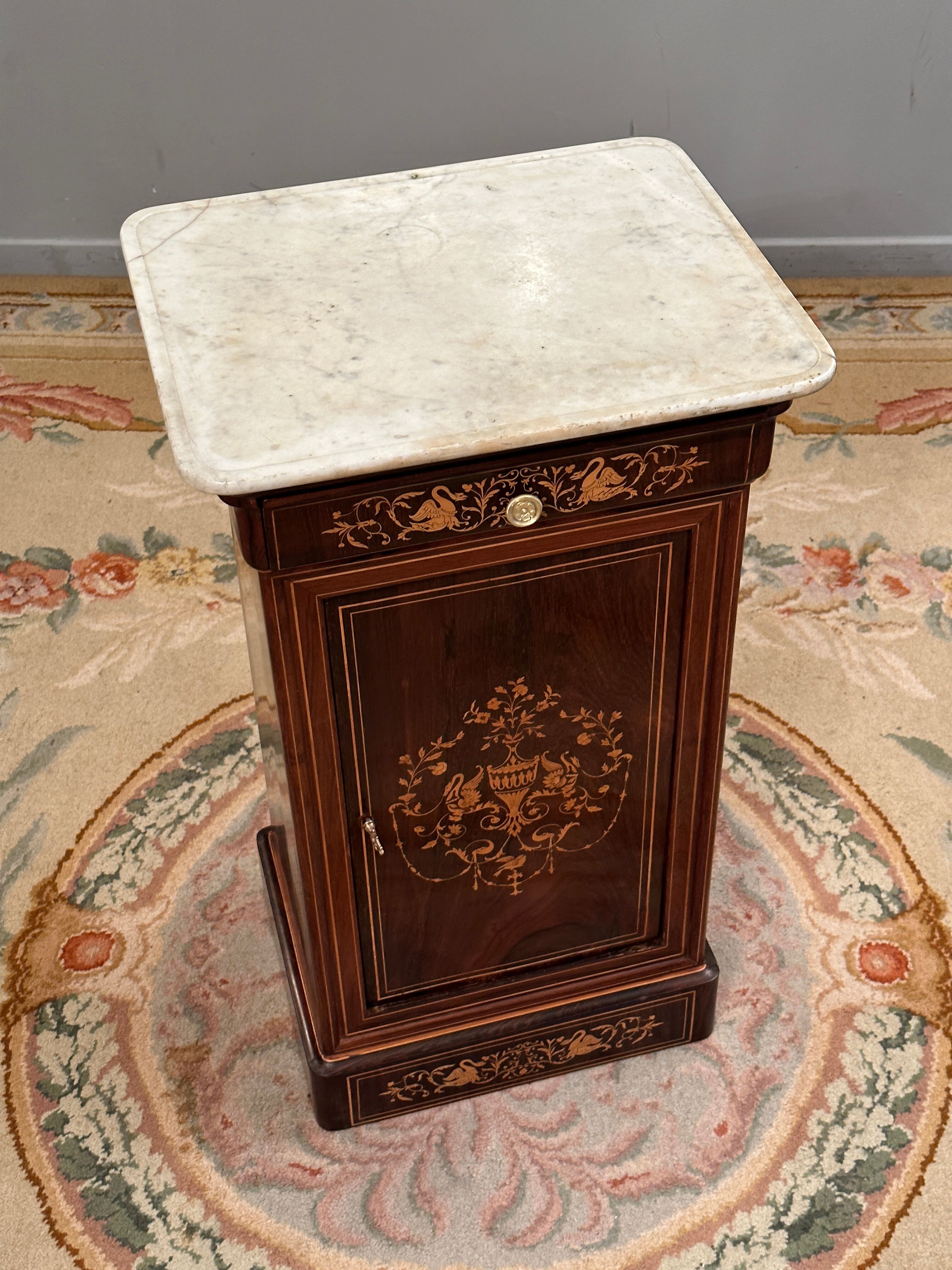 Bedside of the period Charles X in marquetry XIXth