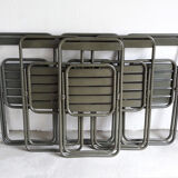Series of 6 metal chairs Army khaki green / folding  Vintage