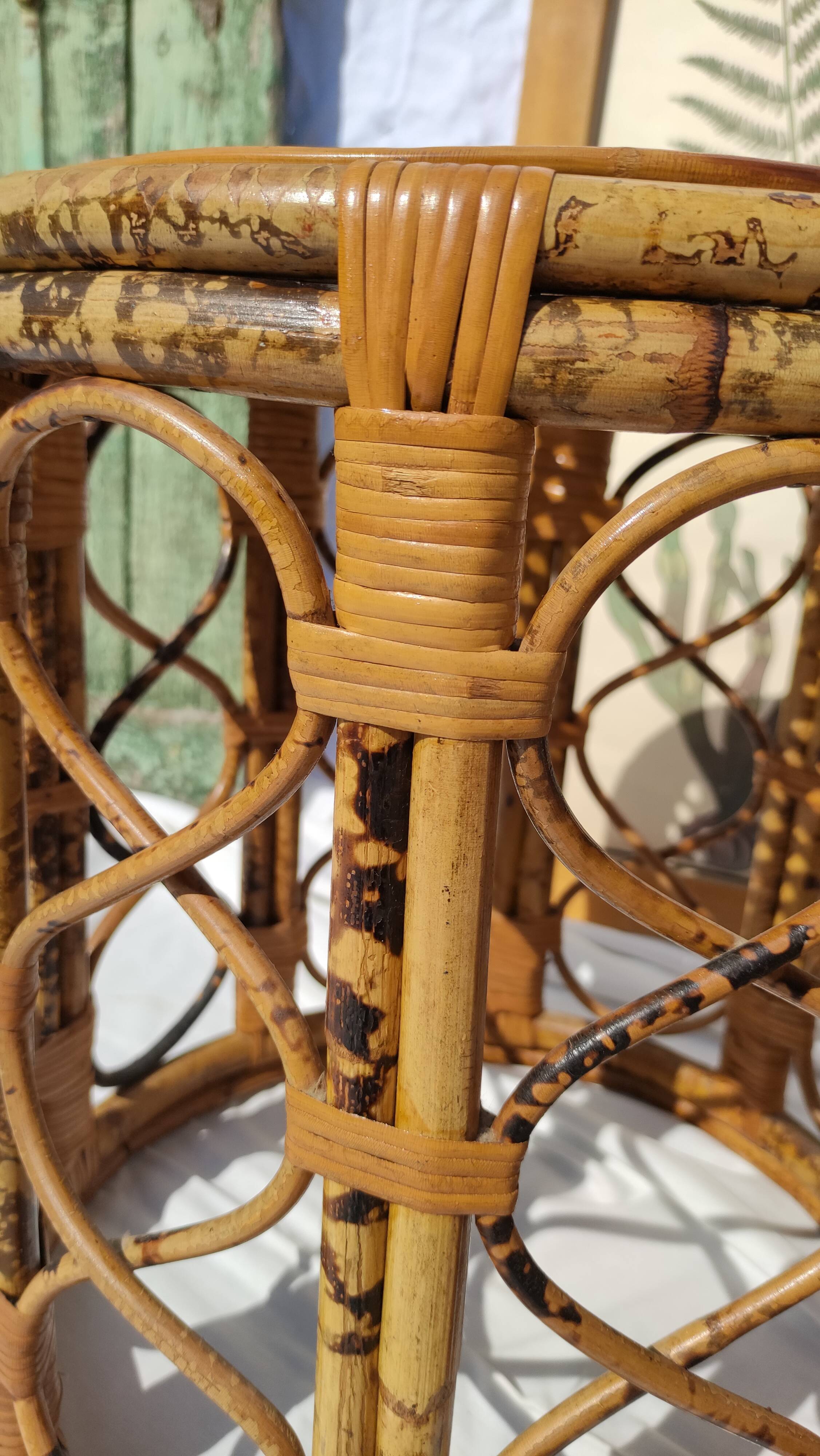 Tables d'appoint vintage en bambou et rotin