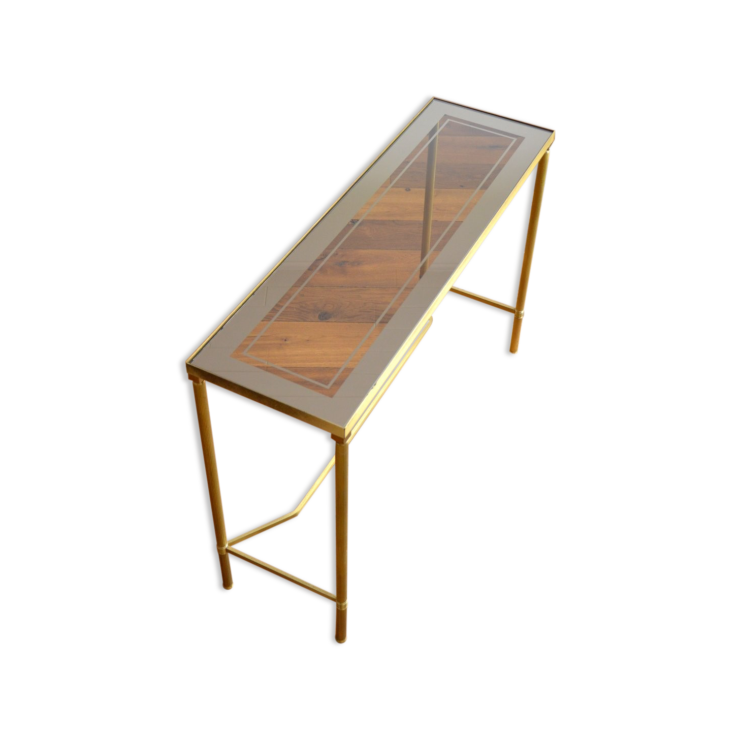 Gilded console and glass 1970s