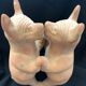Pre-columbian style terracotta sculpture dancing fat dogs from colima mexico culture